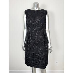 ESCADA Jacquard Dress Women’s 40 US 10 Large Black Wool Metallic Embossed